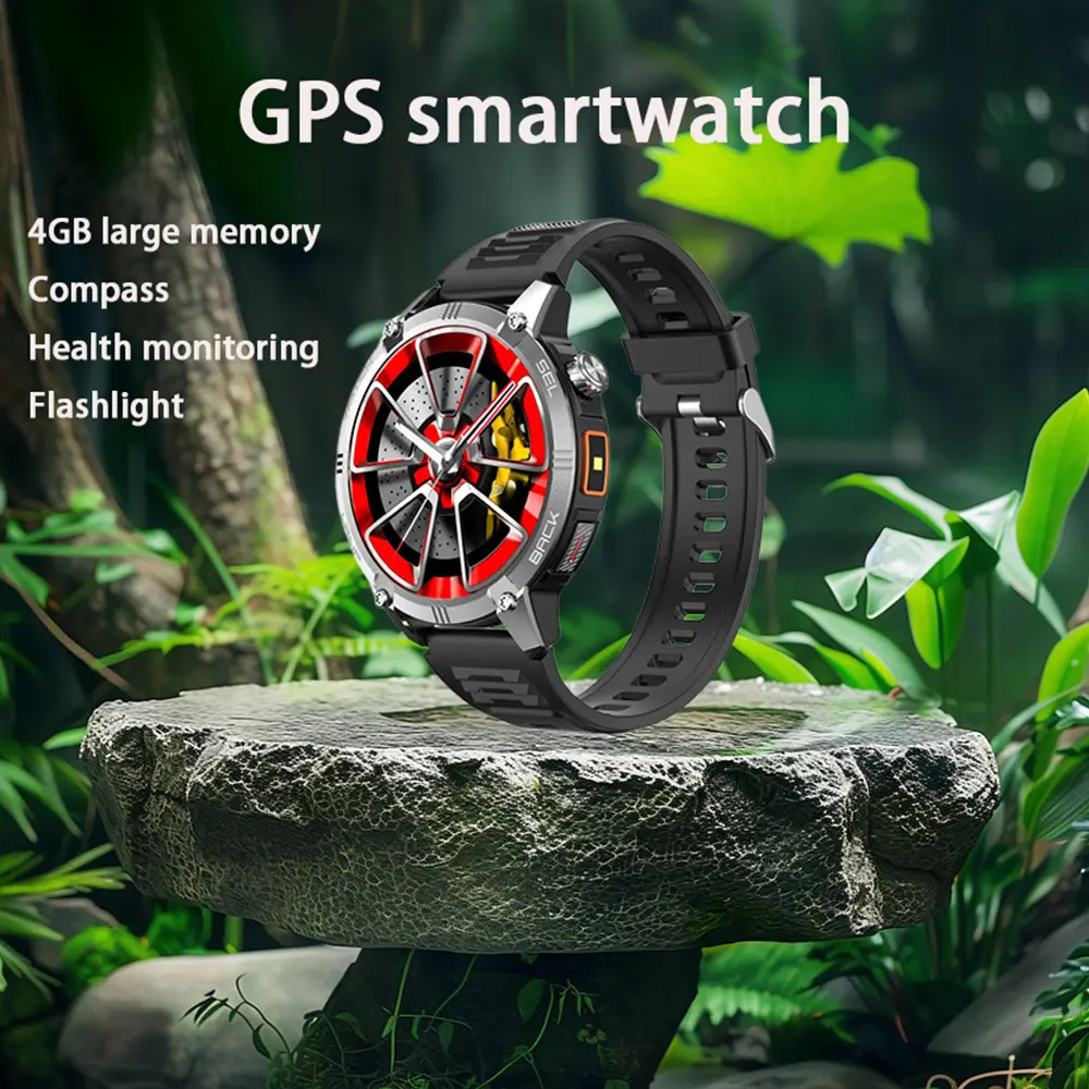 Smartwatch with Bluetooth heart rate monitor, compass, and GPS