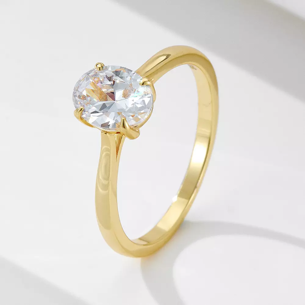 s925 silver oval zircon ring
